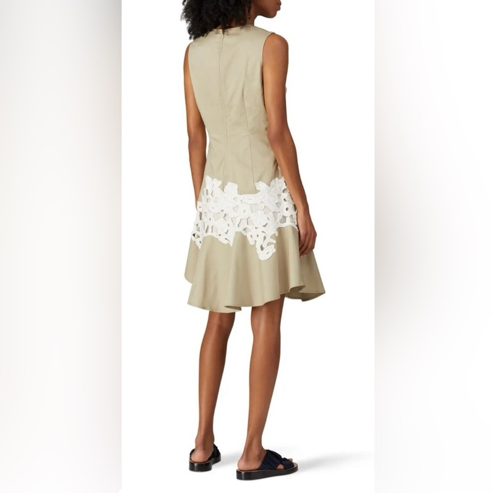 Derek Lam Collective Khaki Lace Hem Midi Dress IT 40 | Designer Cotton Twill RTR - Picture 10 of 10